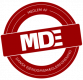 Logo for MDE – Medlem af Dansk Ejendomsmæglerforening, der dokumenterer faglighed og godkendelse som ejendomsmægler